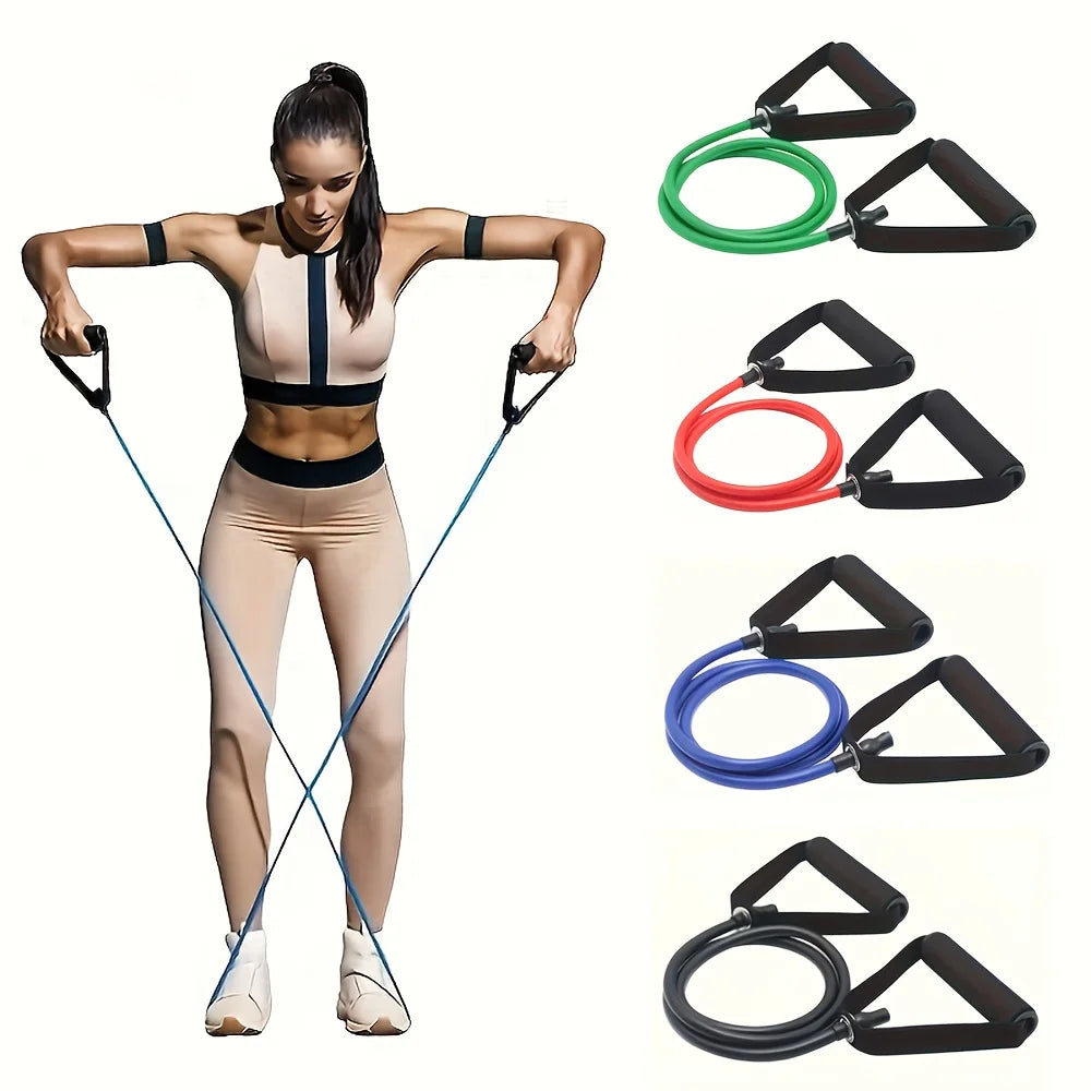 Resistance Bands with Handles — 4 Resistance Levels for Full Body Strength Training | Home Gym, Yoga & Pilates