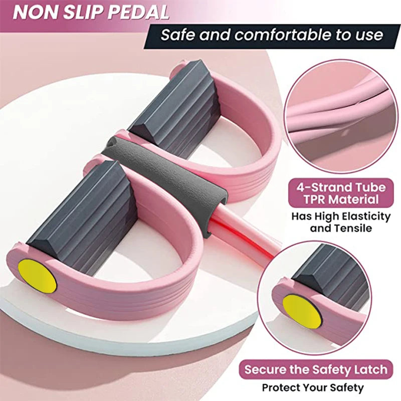 4-Tube Resistance Band Pedal Puller — Full Body Strength Training for Arms, Waist, Abs & Legs | Home & Gym