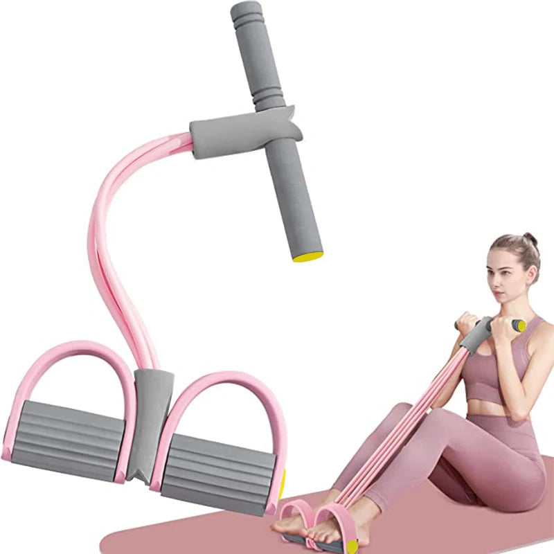4-Tube Resistance Band Pedal Puller — Full Body Strength Training for Arms, Waist, Abs & Legs | Home & Gym